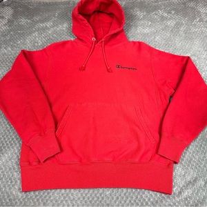 Champion Reverse Weave Hoodie Men’s Medium Red Pullover Heavyweight Sweatshirt